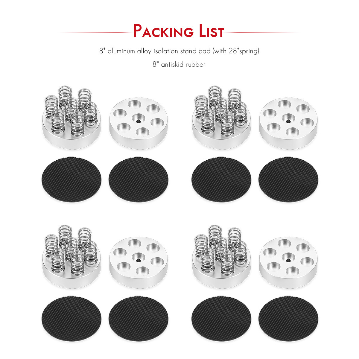 4PCS Aluminum Spring Speaker Spikes+Pads Mats DAC Amplifier Isolation Stand Feet
