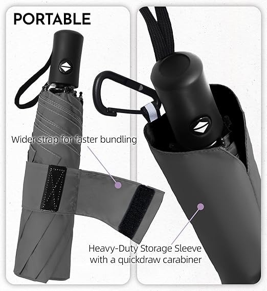 Compact Travel Windproof Umbrella, 43" Auto open/close Folding Quick Dry Umbrell