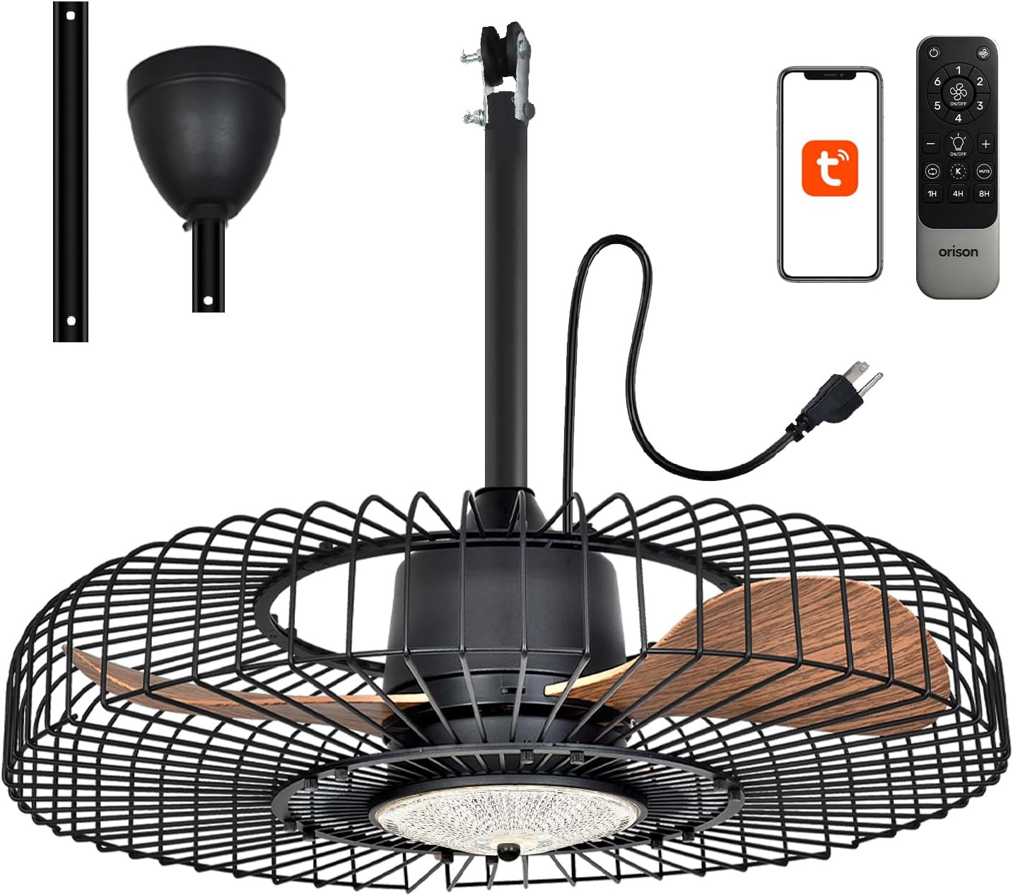 Outdoor Ceiling Fans with Lights for Patio, 24" Weatherproof Ceiling Fan, Gazebo