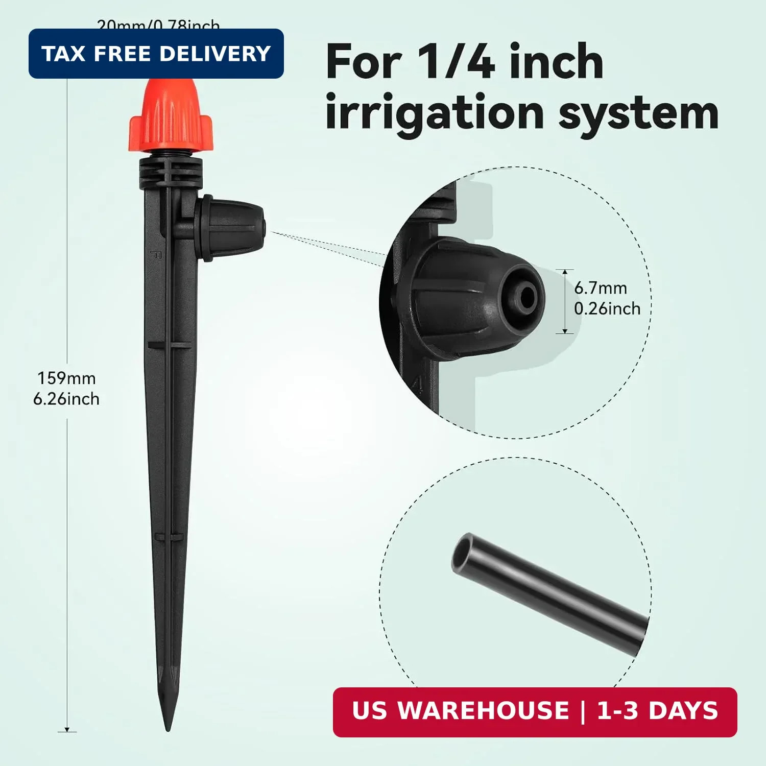 1/4" Drip Irrigation Emitters: 30 Pack Mist Drip Emitter with Lock Barbed Adjust