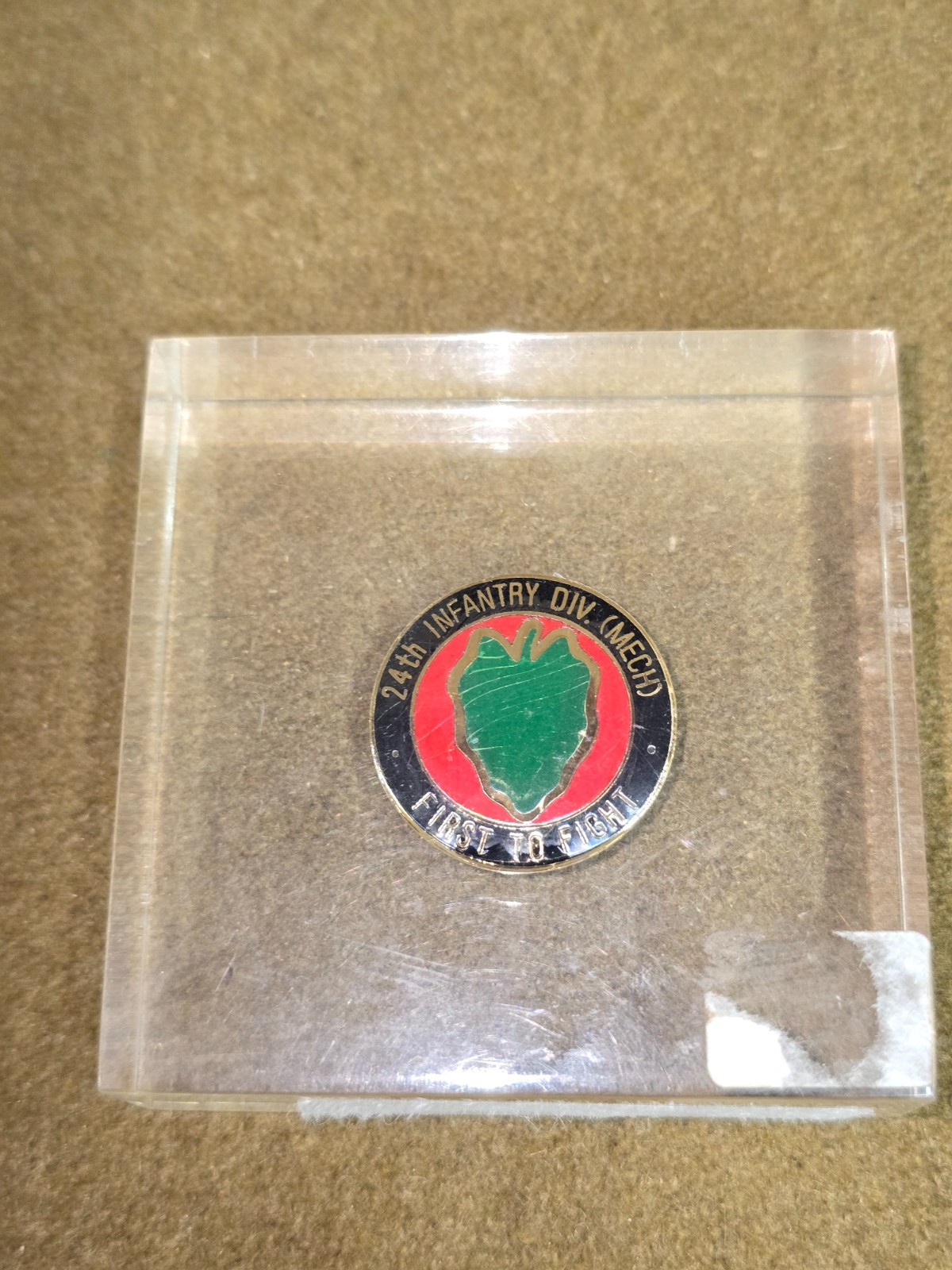 US Army 24th Infantry Division Paperweight