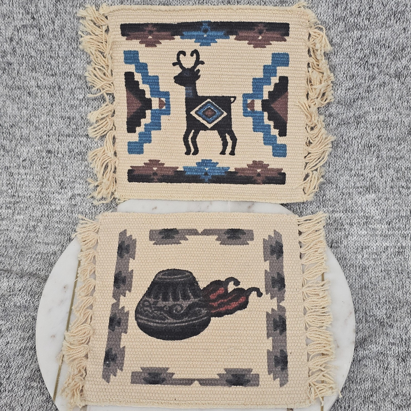 Southwestern Woven Basket Liners Small Country Cowboy Animal Set Made in USA