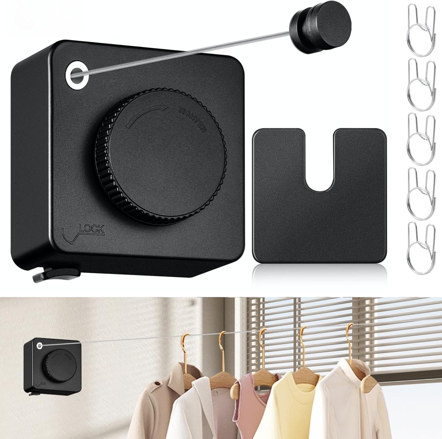 Retractable Clothesline Indoor, Non-Sagging Clothes Line Retracting Outdoors