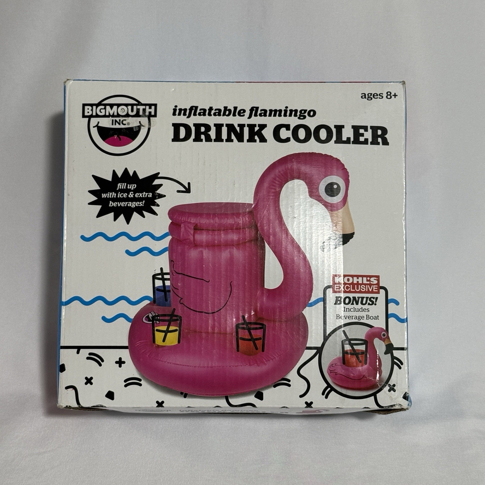 BigMouth Pink Flamingo Inflatable Cooler Drink Holder Pool Party Summer Fun NIB