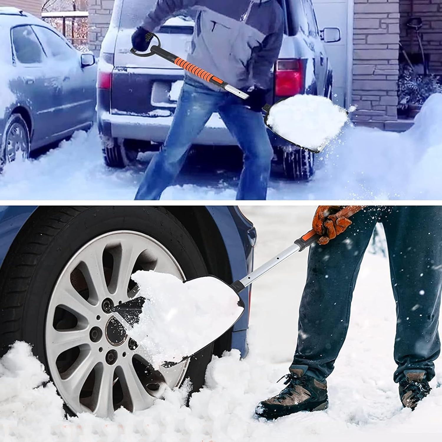 Sturdy 42'' Snow Shovel & Ice Scraper Set - Essential Winter Tool for Vehicles