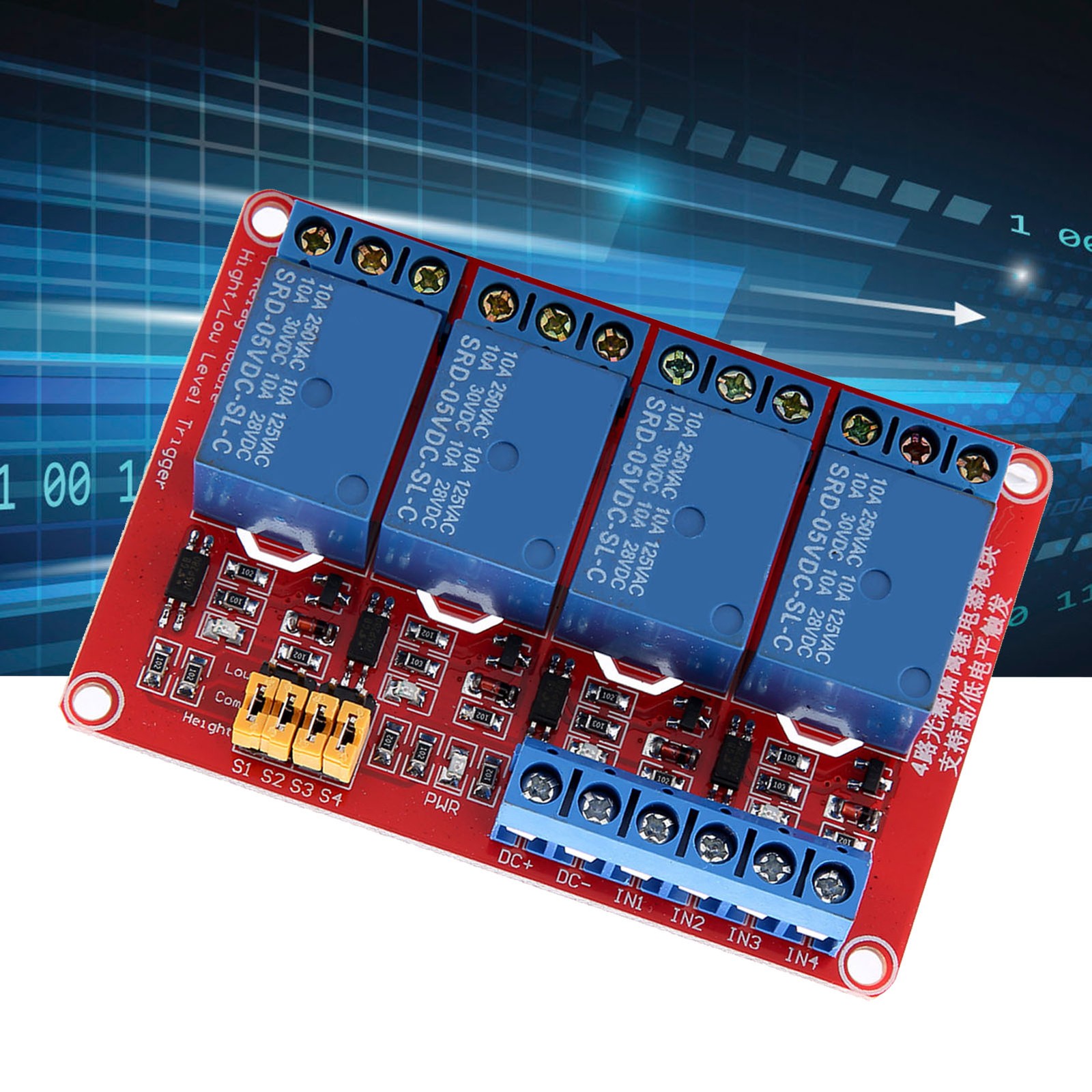 4 Channel Optocoupler Relay Module Board Stable Performance For Projects