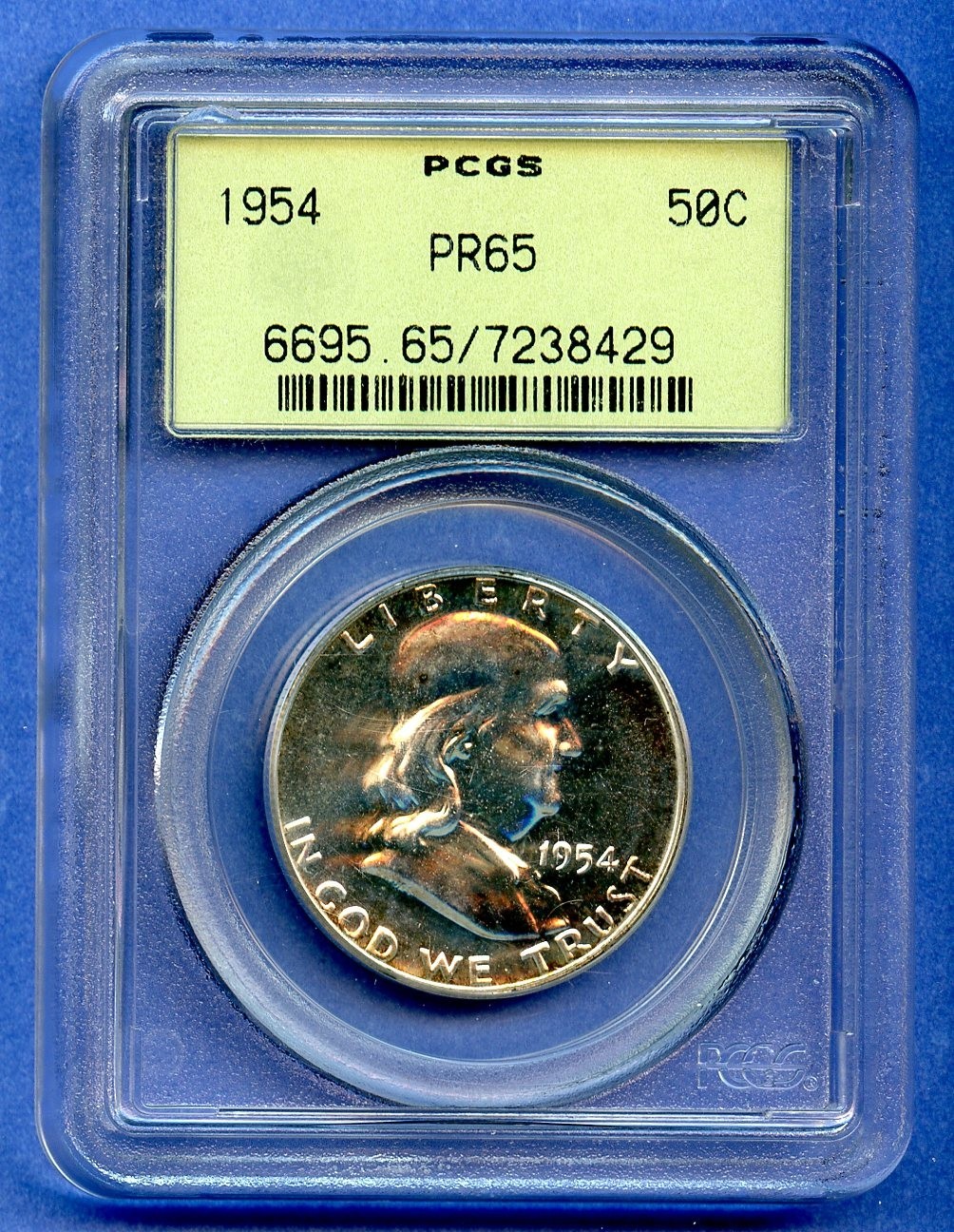 1954 P PCGS PR65 Franklin Half Dollar 50c US Mint Silver Proof 1954-P PF-65 OGH