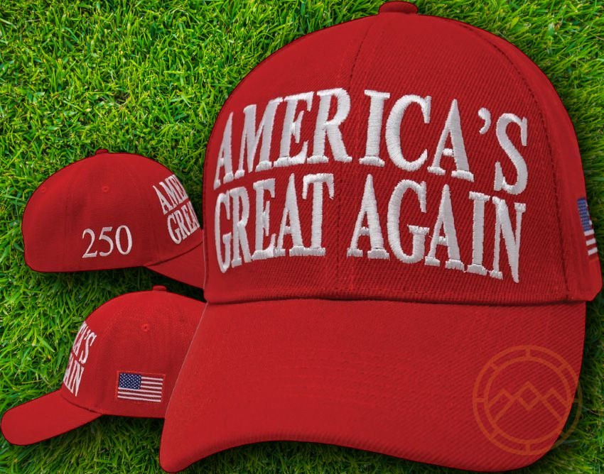 America's Great Again Red Hat Six-Panel Cap Stars-And-Stripes Adjustable Fit