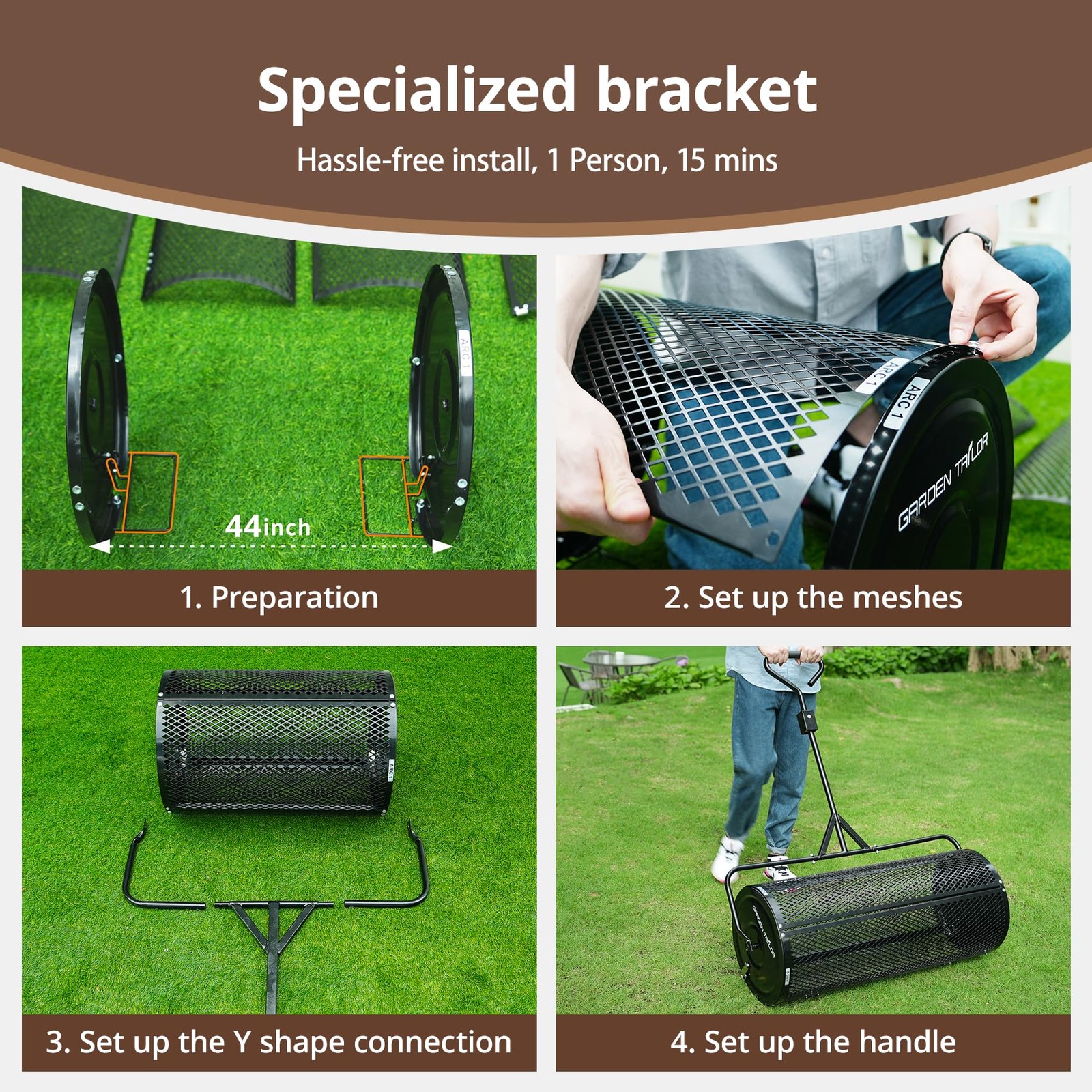 Compost Spreader 44 Inch Towable Peat Moss Spreader with Installation Accesso...