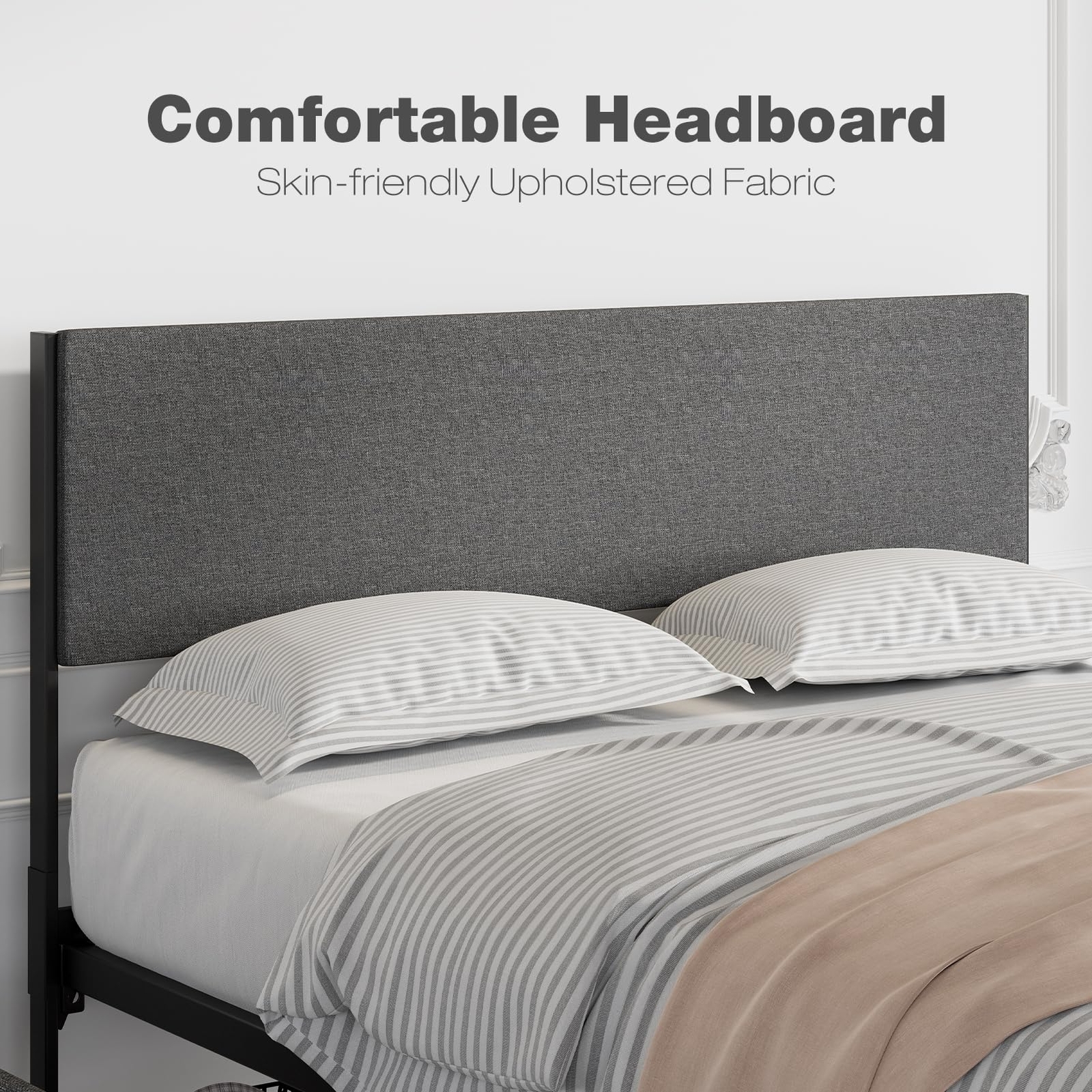 Queen Size Bed Frame, Upholstered Headboard ,Platform Bed Frame, Storage Drawers