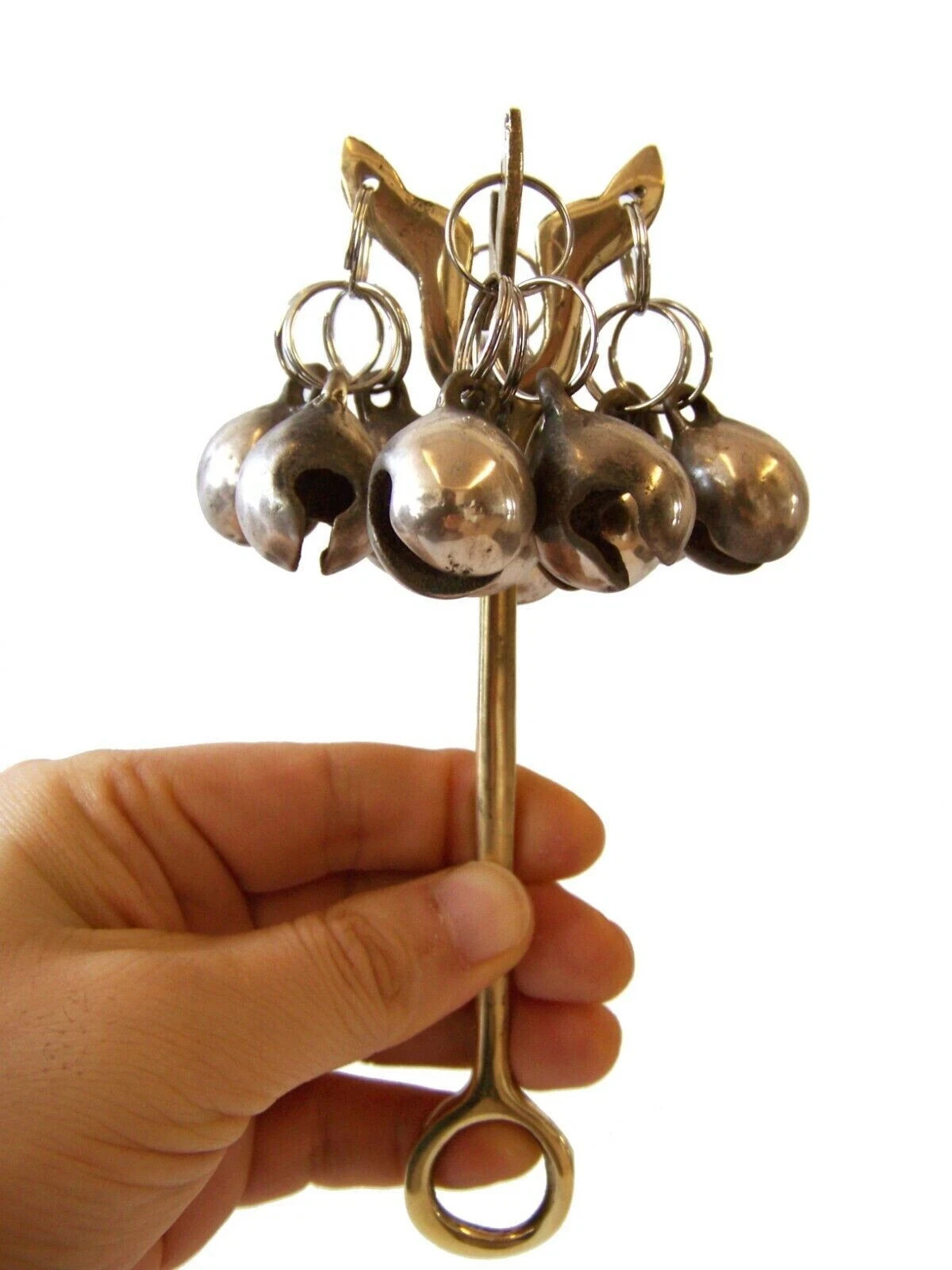 Korean Shaman (Mudang) Handbell / Ceremonial Ritual rattle Brass Bell 12bells S