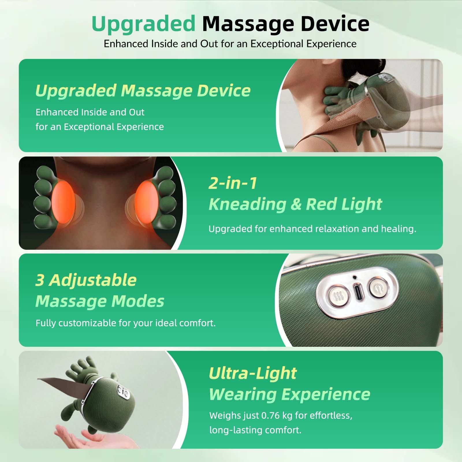 Portable Neck Massager 3-Speed Settings Therapeutic Machine with Heat Function