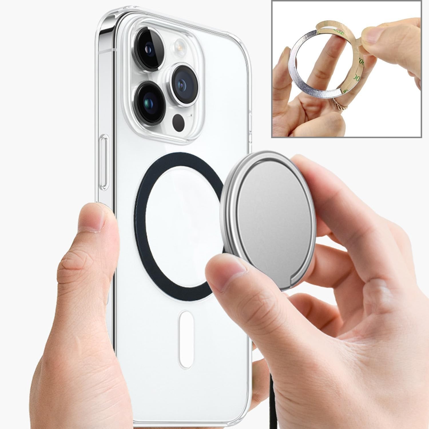 Durable Universal Magnetic Adapter Ring for Secure Phone Mounting - 3 Count