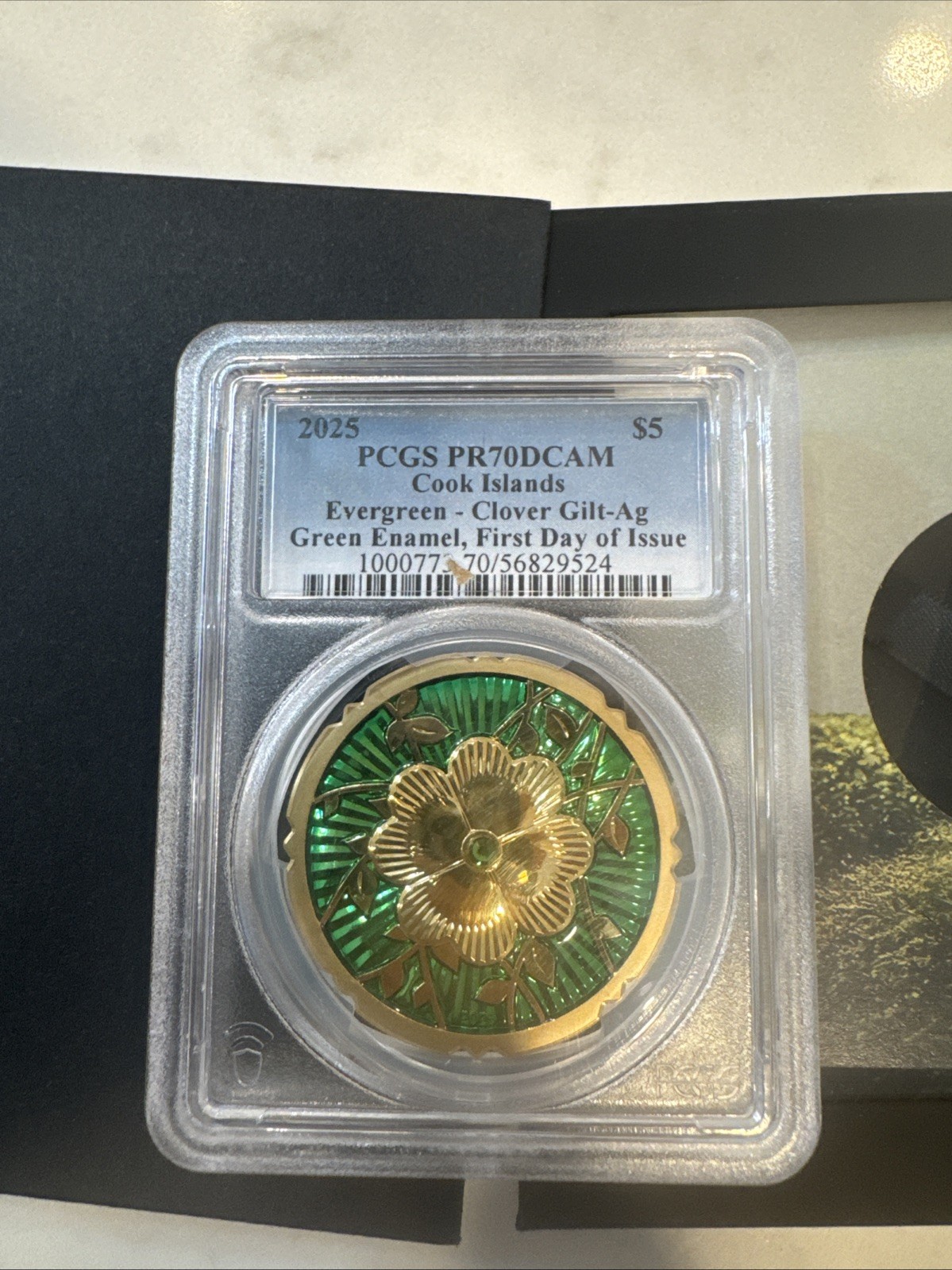 2025 Cook Islands $5 1oz Gilt Silver Evergreen - Clover PCGS PR70 First Day