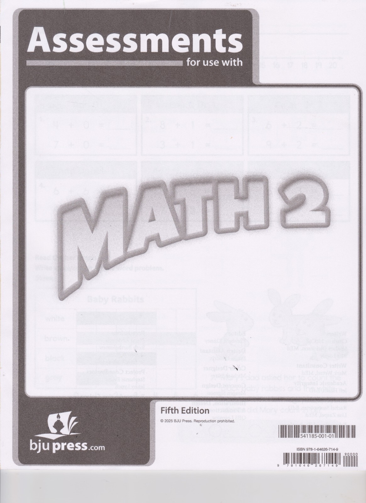 BJU Press - Math 2 Assessments 5th Edition 541185