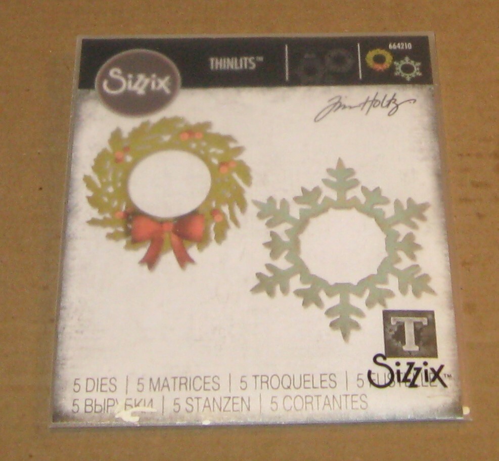 TIM HOLTZ SIZZIX 664210 THINLITS WREATH AND SNOWFLAKE DIE SET