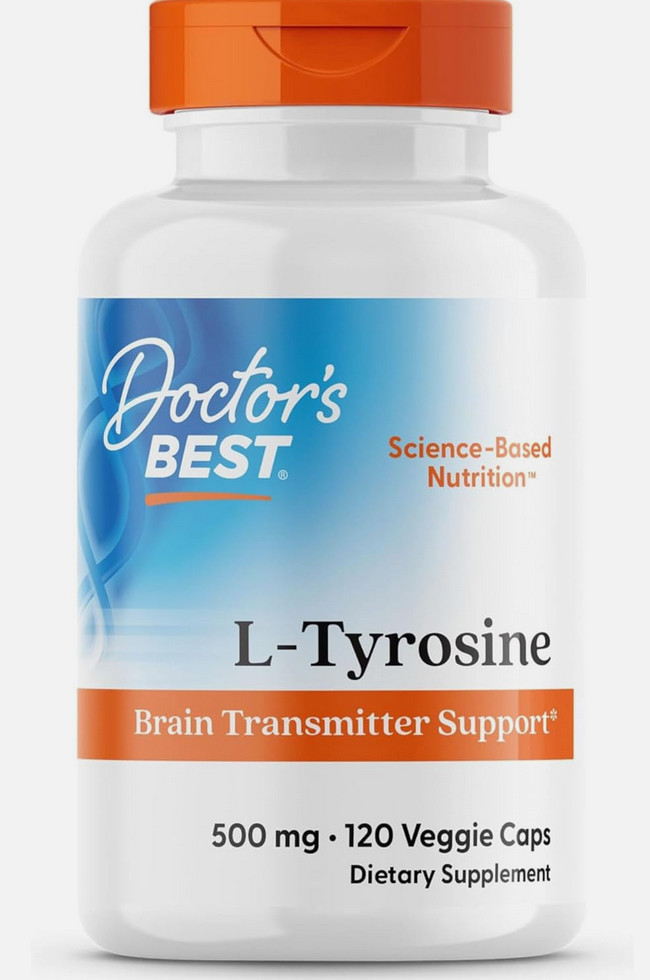 Doctor's Best L-Tyrosine, Brain/Neurotransmitter, 500 mg- 120 Caps EXP 02/2027