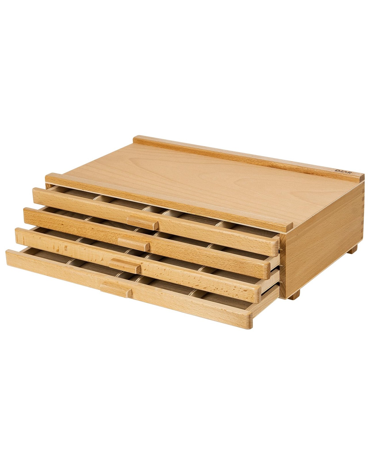 Basic 4-Drawer Art Supply Storage Box, Portable Premium Beech Wood Organizer ...