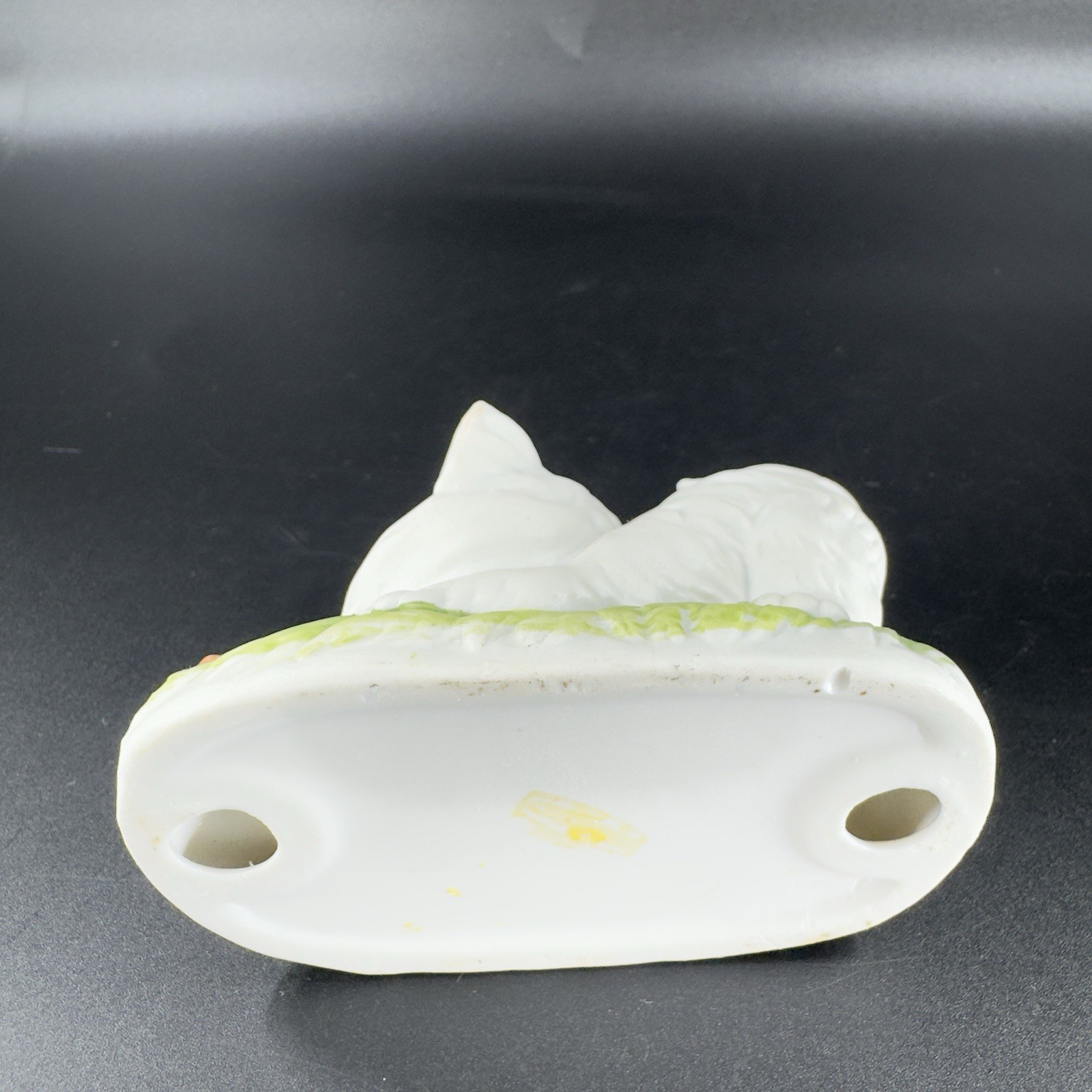 Vintage Lefton China White Kitten And Snail Ceramic Whimsical Figurine Decor VTG
