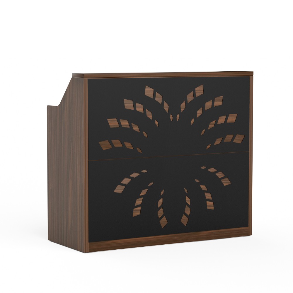 46.5Inch Modern Reception Desk Storage Cabinet Retail Counter Walnut Black Lobby