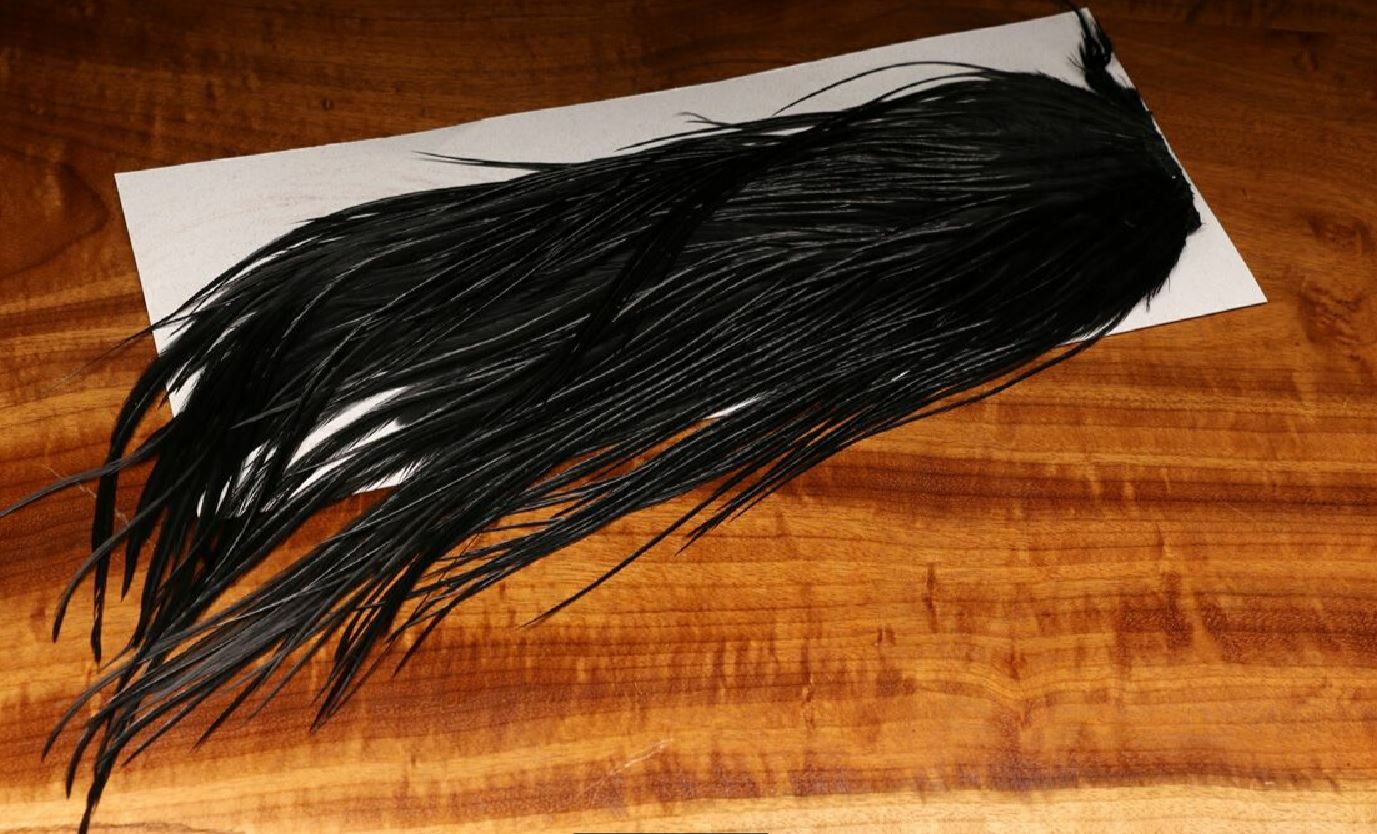Hareline Dubbin DYED BLACK SADDLE Rooster Fly Tying Hackle Feathers