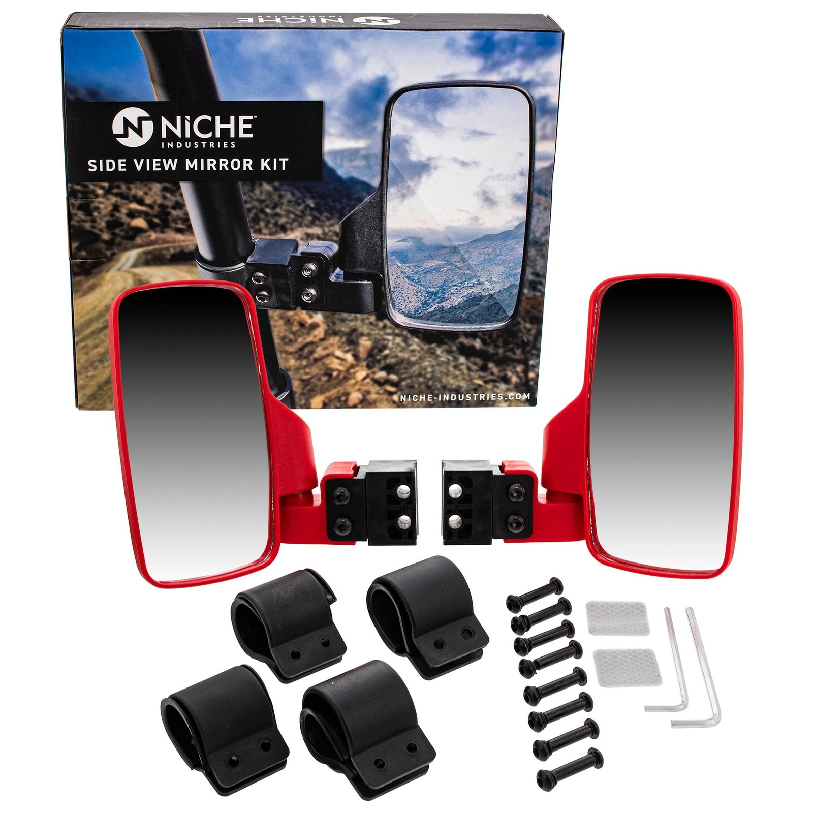 NICHE Side View Mirror Set for Polaris Ranger RZR XP 570 700 800 900 1000 Red