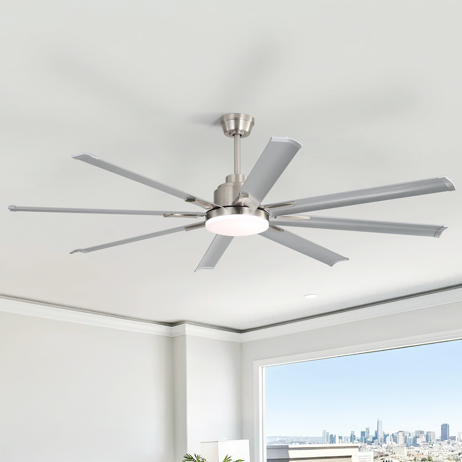 84'' Industrial Smart Ceiling Fan w/ Light and Remote Work with APP Alexa Google