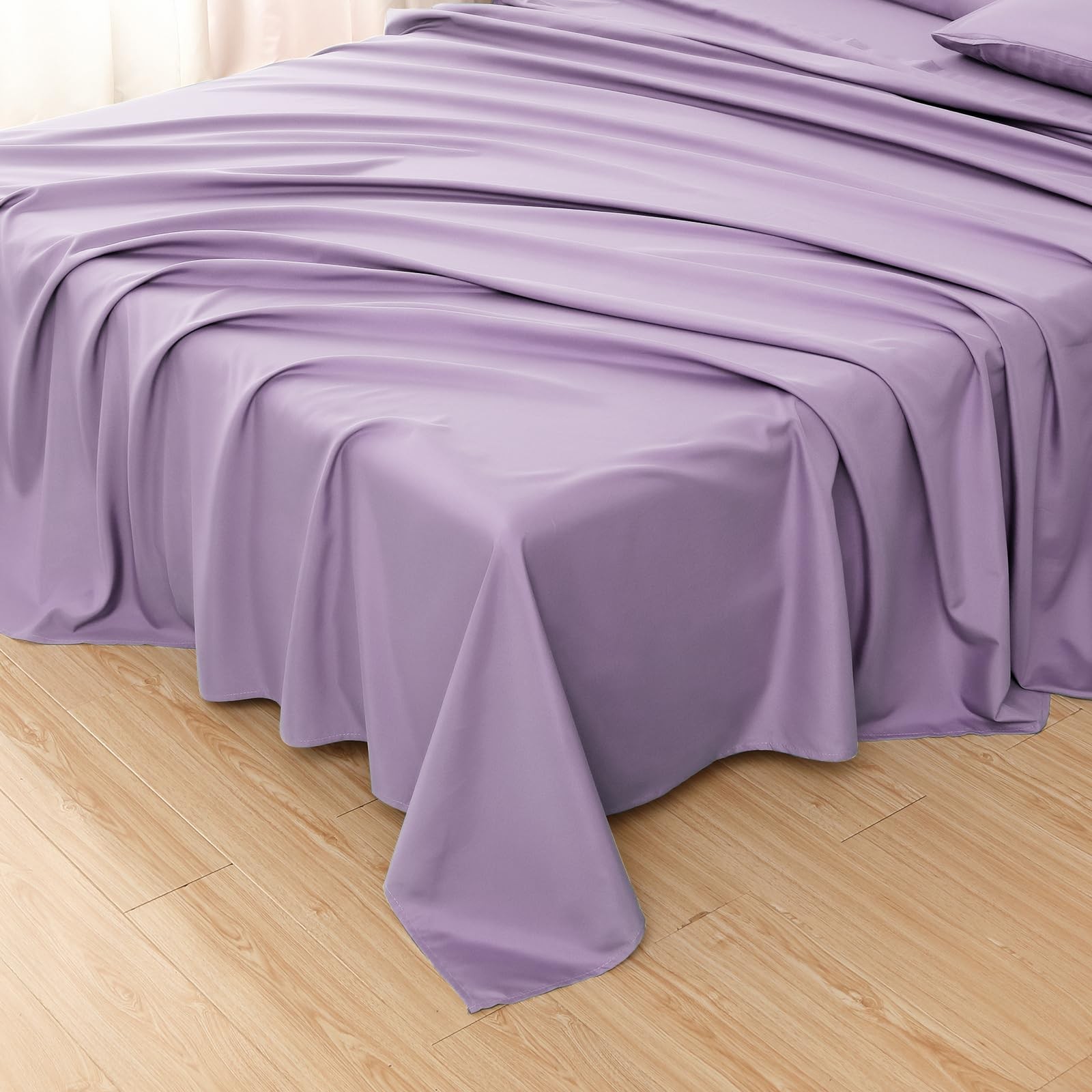 Soft Silky Touch, Mmost Comfortable and Luxurious Lavender Twin Flat Sheets H...