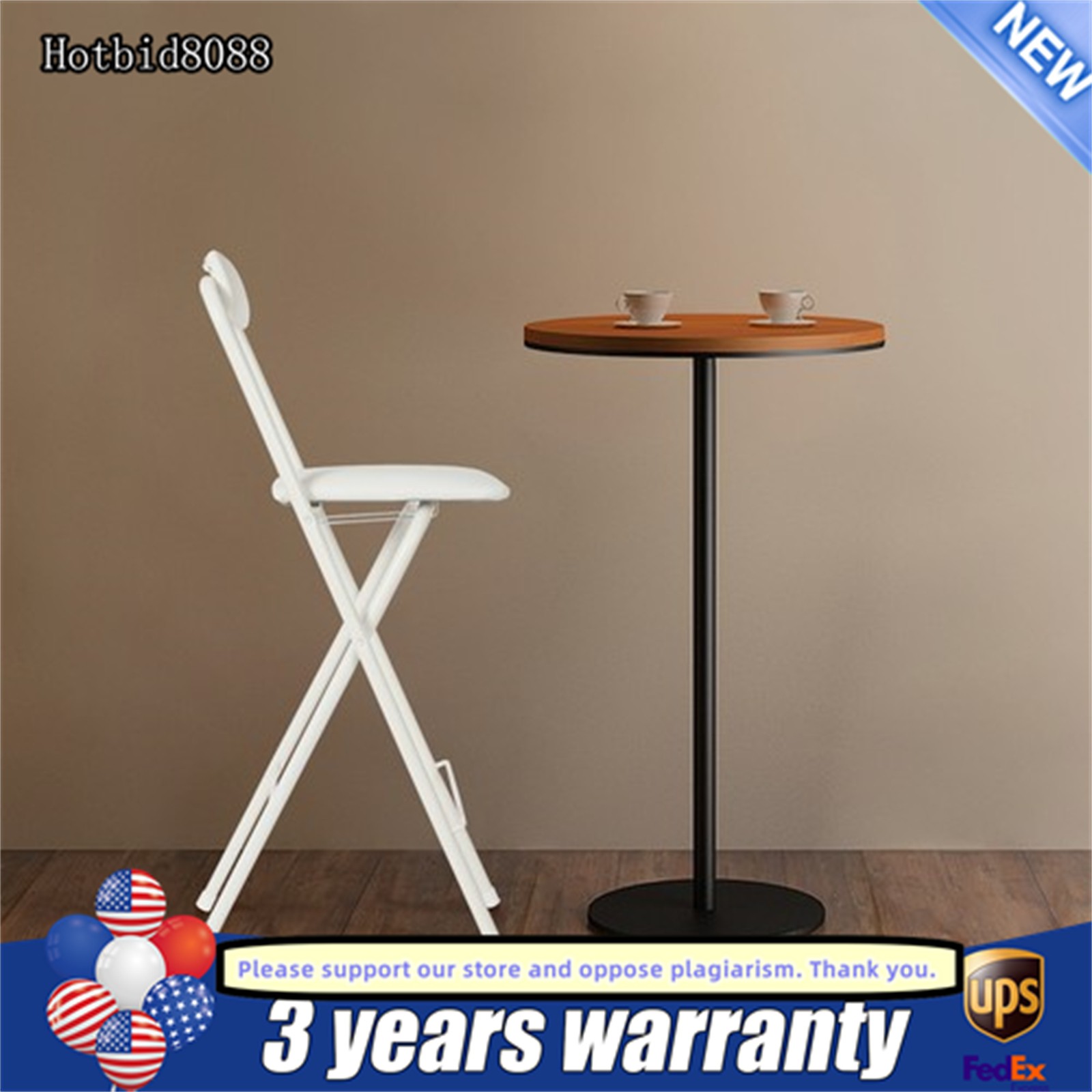 Foldable Chair Tall Folding Chair Portable Folding Stool W/ Backrest 70cm Seat