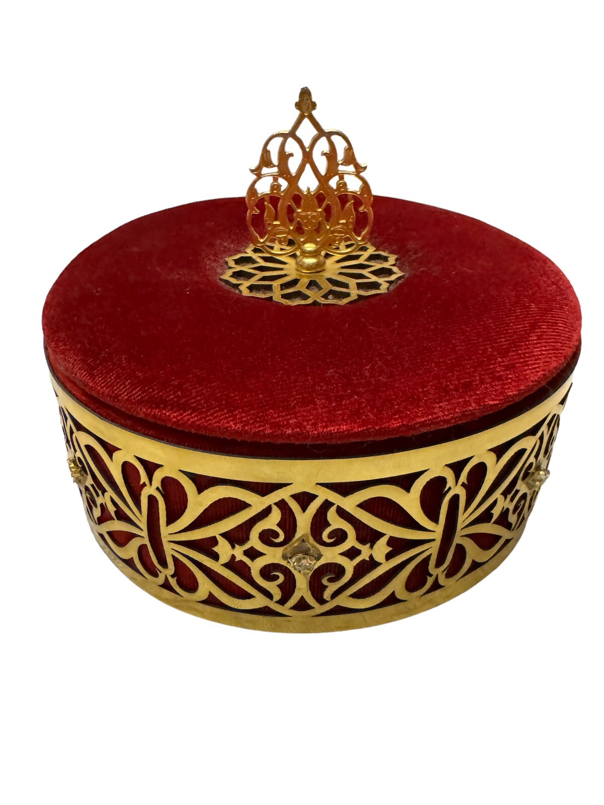 Red Velvet Arabic Gold Accent Keepsake Trinket Box
