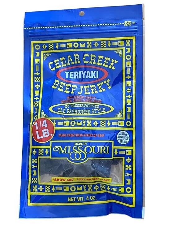 Cedar Creek Beef Jerky Variety Pack, 4x 4 oz Bags Original, Pep, Hot & Teriyaki