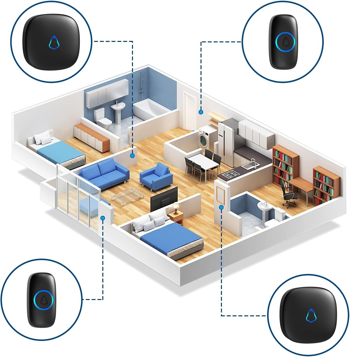 Wireless Doorbell, Easy installation, Waterproof, Adjustable Volume, 58 Chime...