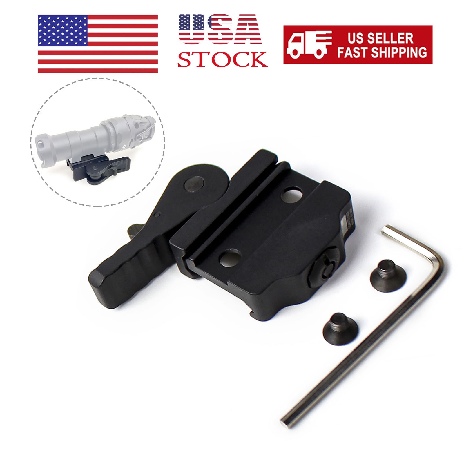 Tactical Flashlight QD Quick Release Hunting Riser Mount Rail For M300 M600