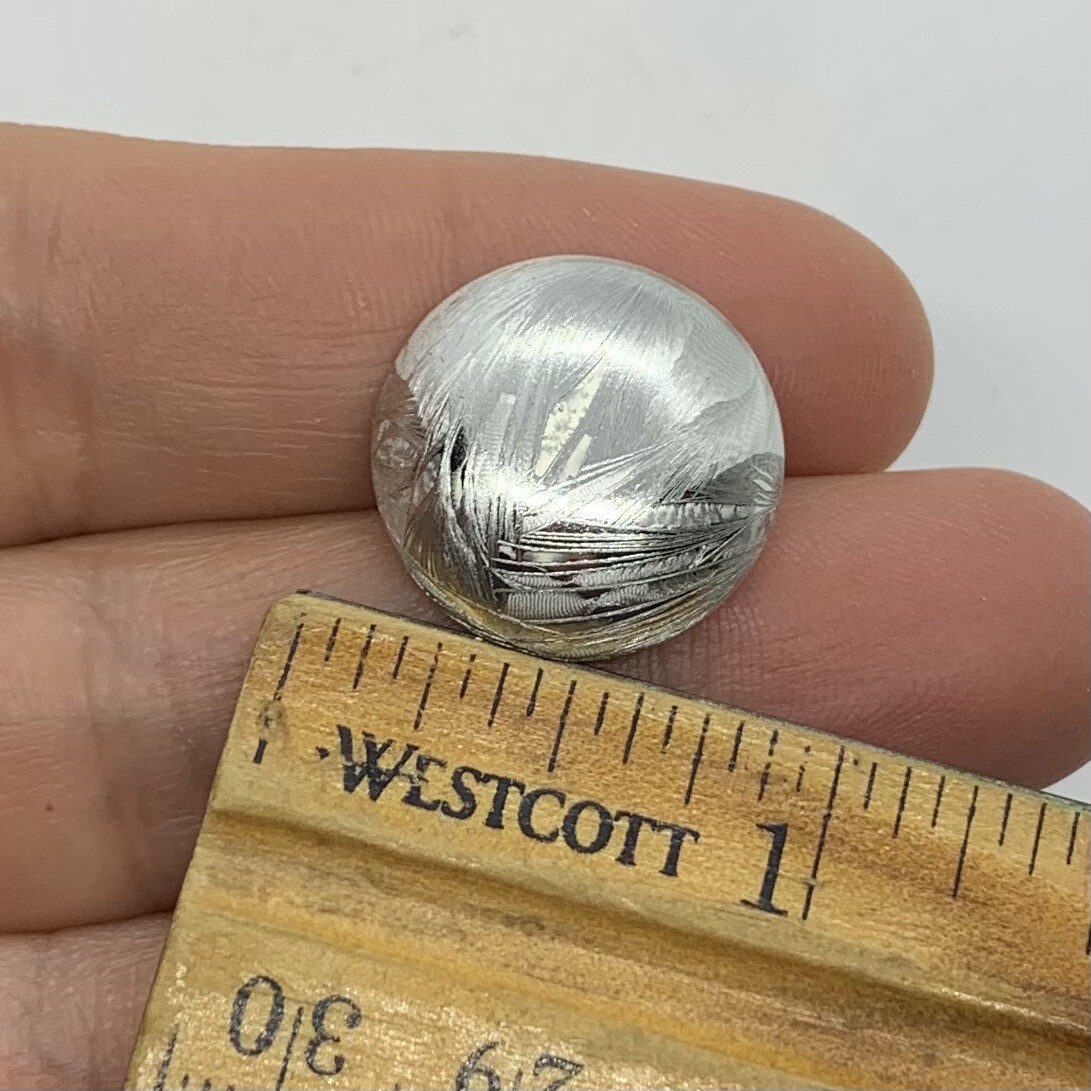 VTG BRUSHED SILVER SWIRL SHINY DOME ROUND STUD EARRINGS 3/4”
