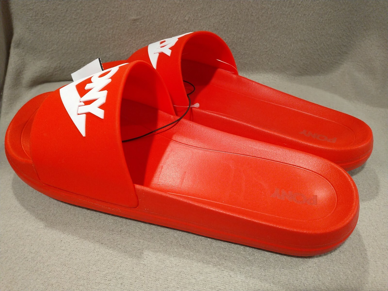 PONY WAVE Mens Slide Pool Beach Sandals Flip Flops Red White Size 12 M
