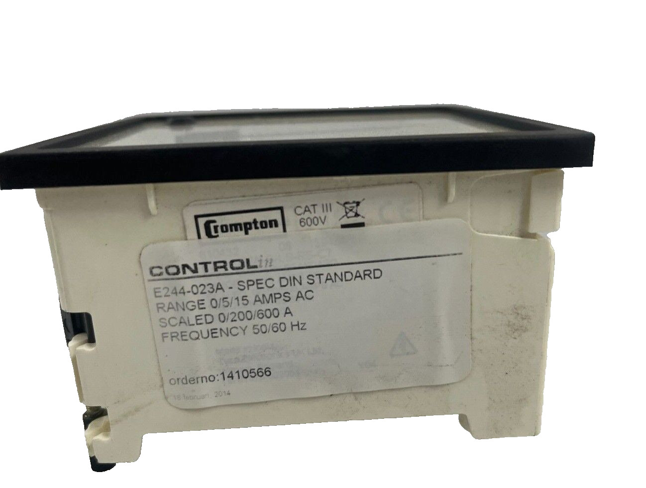 Crompton Instruments E244-023A Panel Meter Range 0/5/15 AMPS AC SCALED 0/200/600