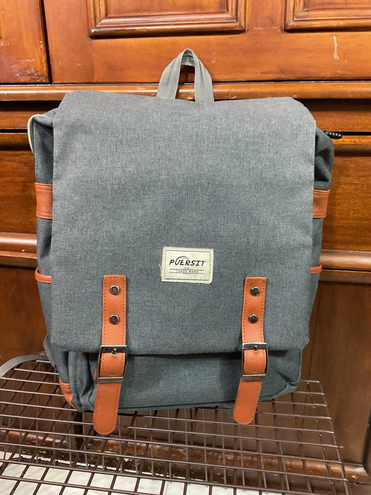 Puersit Charcoal Gray College Backpack – Holds 15-inch Laptop – Guc As Pictured