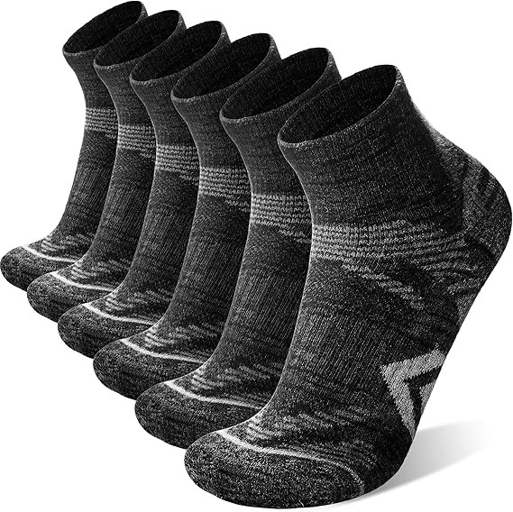 6 Pairs Merino Wool Quarter Ankle Hiking Running Socks Compression Thermal Th...