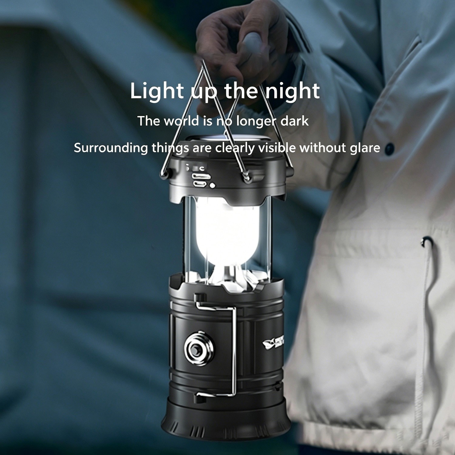 Collapsible Solar LED Camping Lantern Rechargeable Emergency Tent Hand Lamp