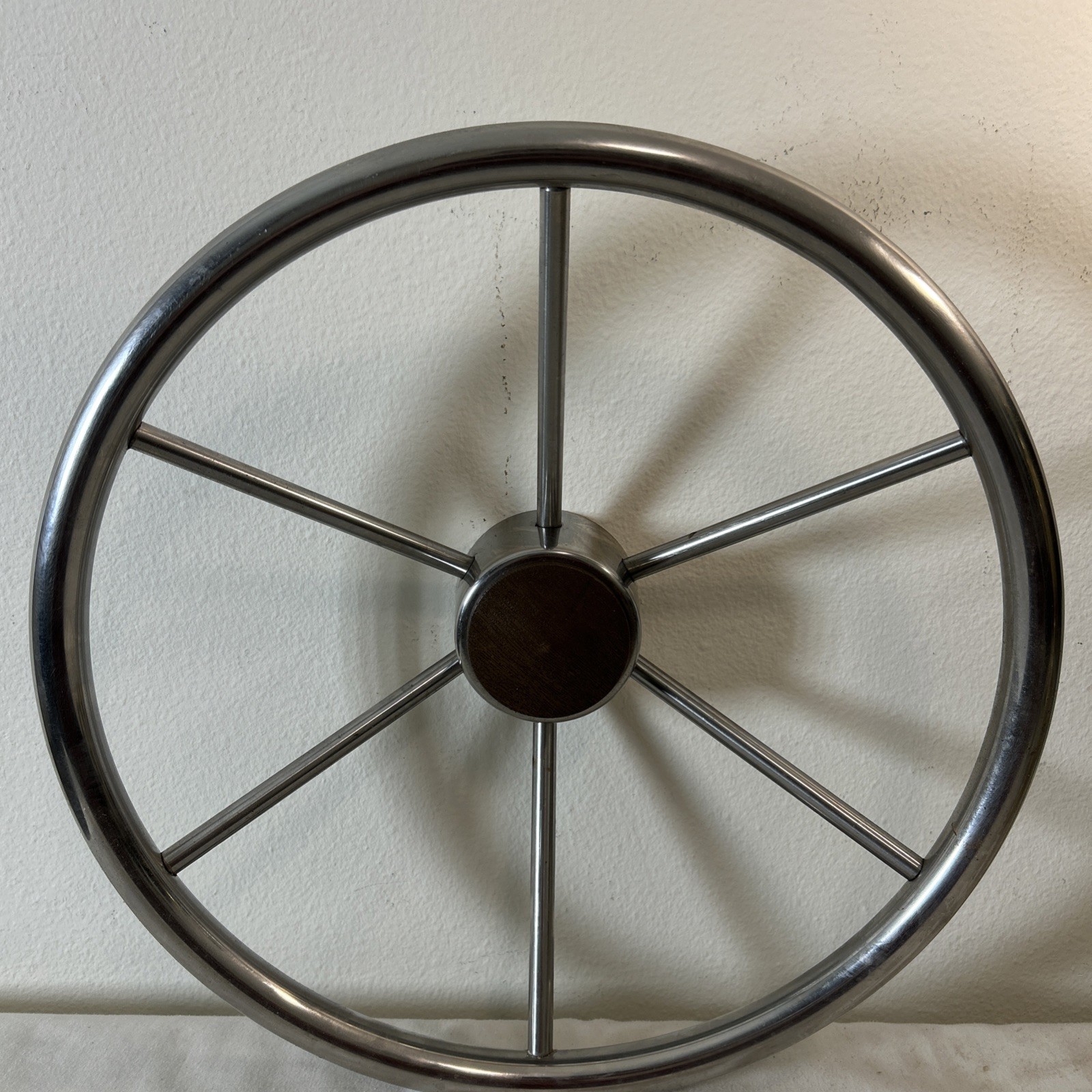 Vintage 16” Stainless Steel Ship’s Steeling Wheel / Helm Marine Boat Supply #b