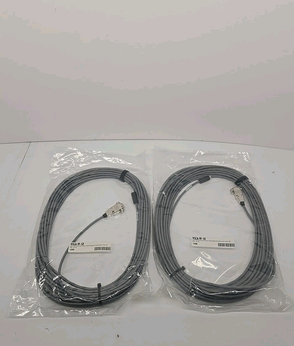 (2x) Visca Visca-9F-50 Camera Control Cables, 9 Pin D-Sub Fem. To 8 Pin DIN Male
