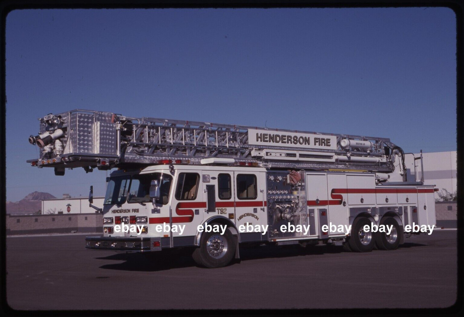 Henderson NV Emergency One Rearmount Tower Fire Apparatus Slide