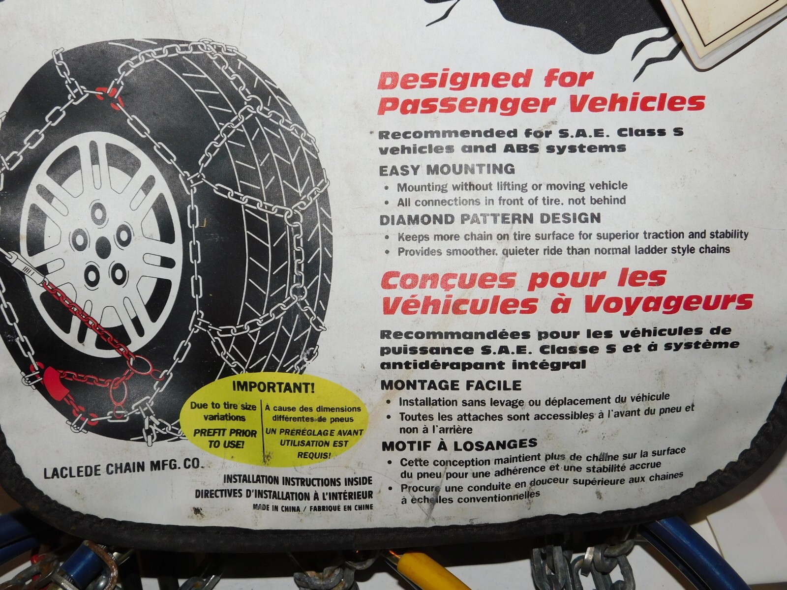 1555 Alpine Premier Diamond Pattern Tire Chains, 1 Pair - Used