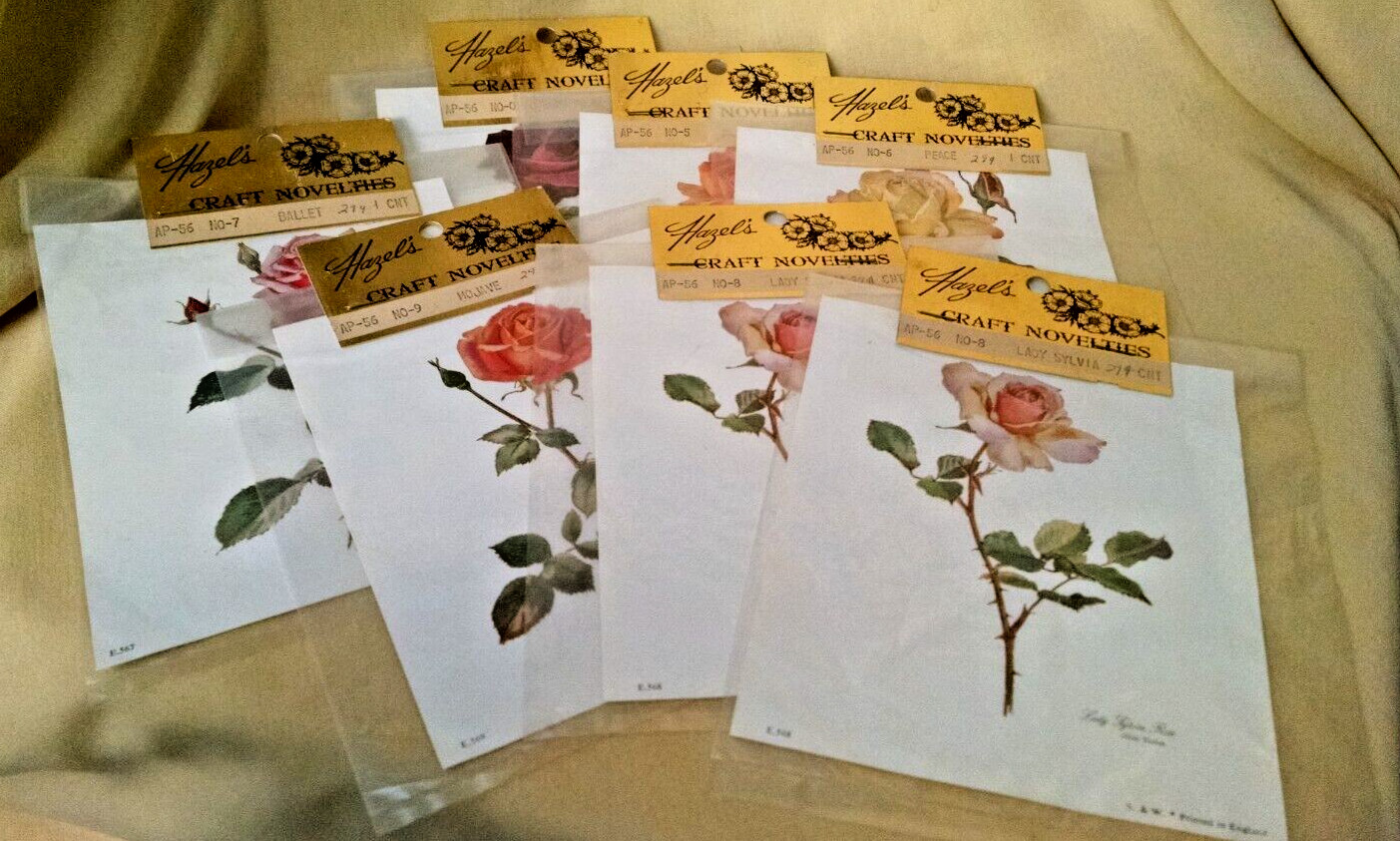 DECOUPAGE ART PRINT SET 7 VINTG HAZEL PEARSON NOS KATE GERBER ROSE S & W ENGLAND
