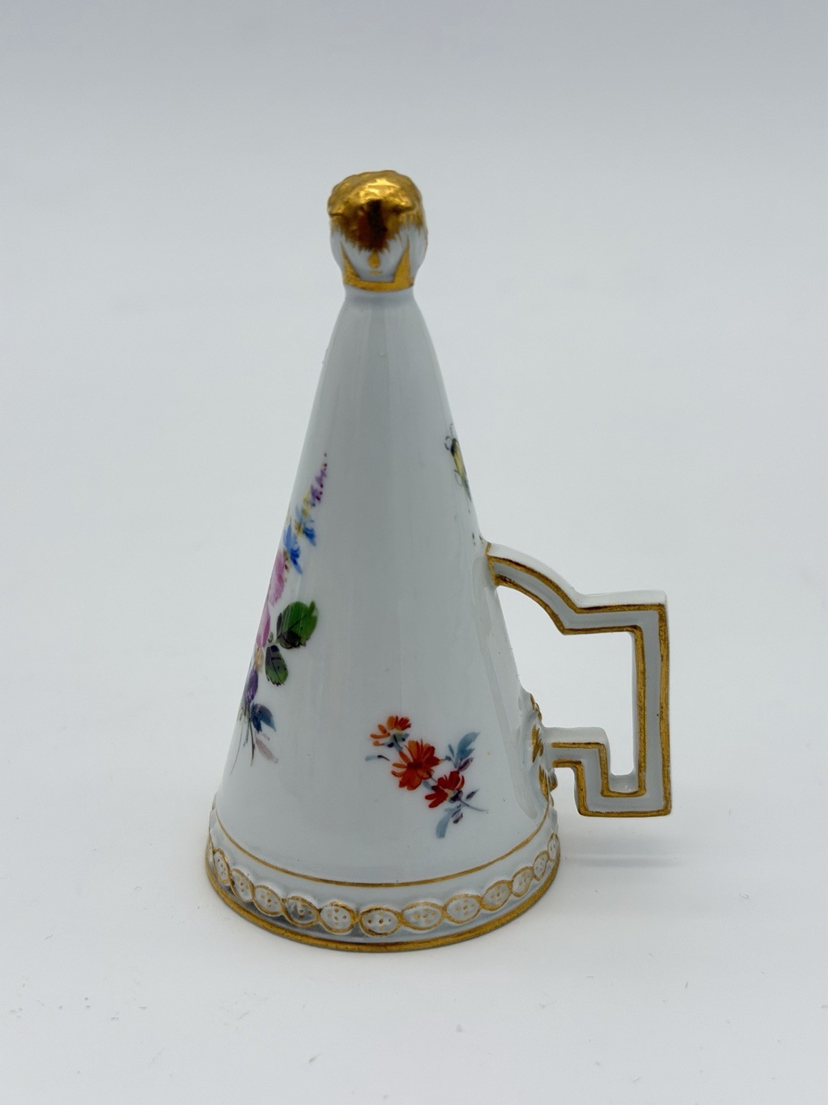 Meissen Porcelain Floral Candle Snuffer 1940 Kerzen Löschhütchen Germany 3”