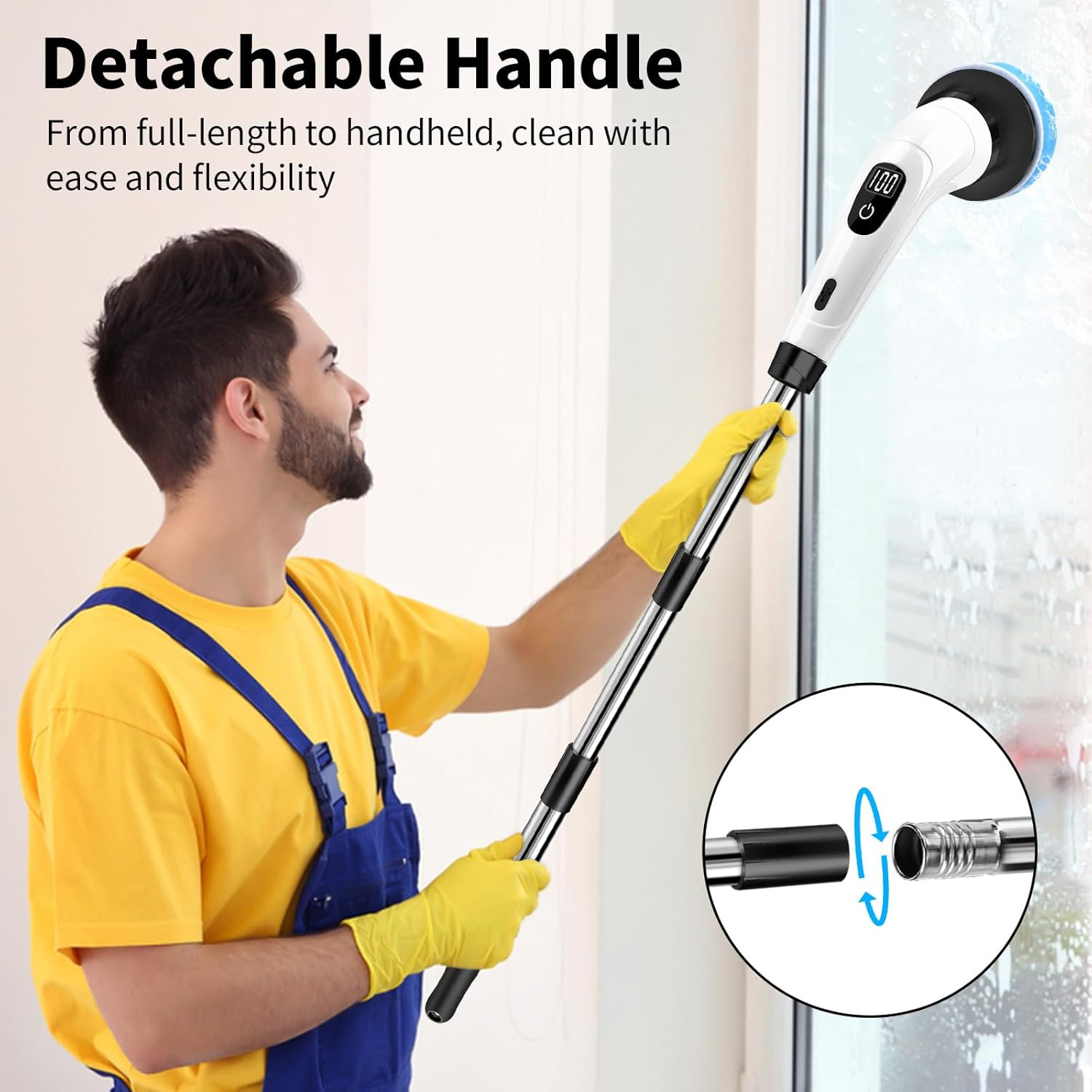 Electric Spin Scrubber, Cordless Cleaning Brush with 8 Replaceable Brush Heads,