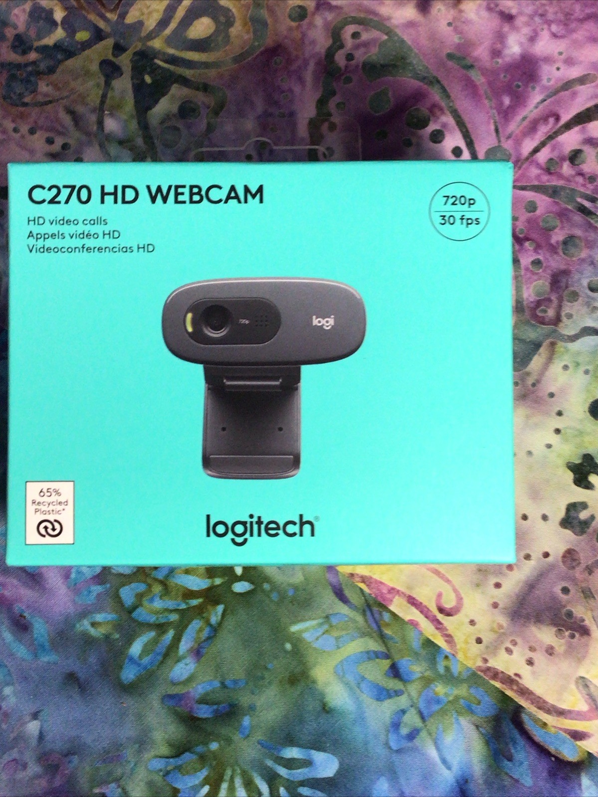 Logitech C270 HD Webcam, 720p, Built-in Microphone, USB, Universal Clip