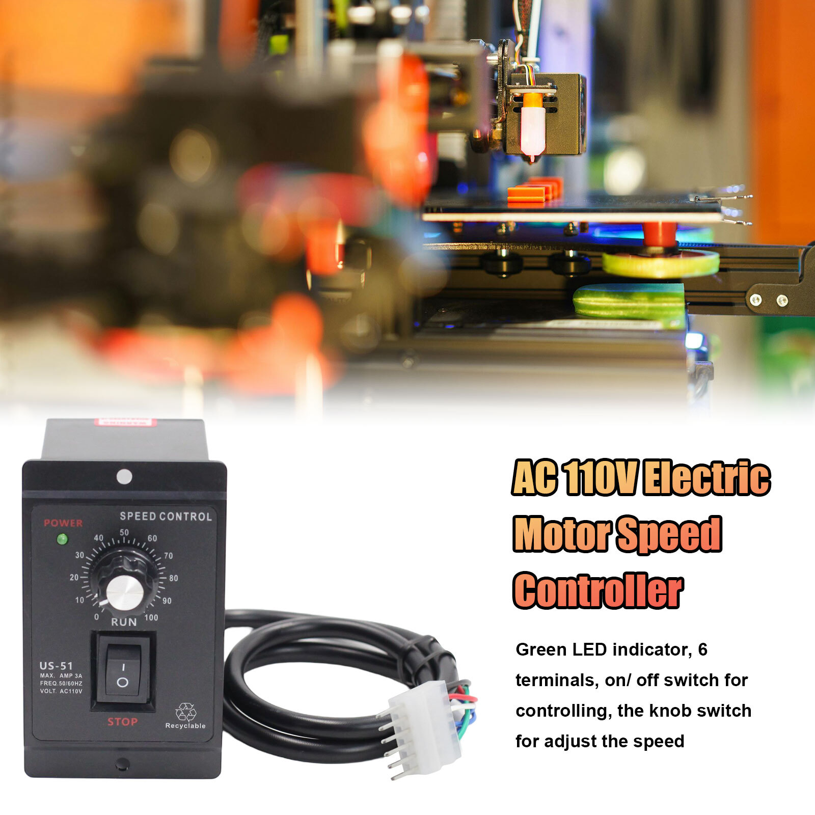 Electric Motor Speed Controller Reversible Switch Regulator Switch AC 110V 120W