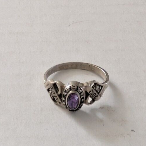 Upper Darby HS Pa Royals 2013 Class Ring Silver Tone Purple Stone 8.5 or Larger
