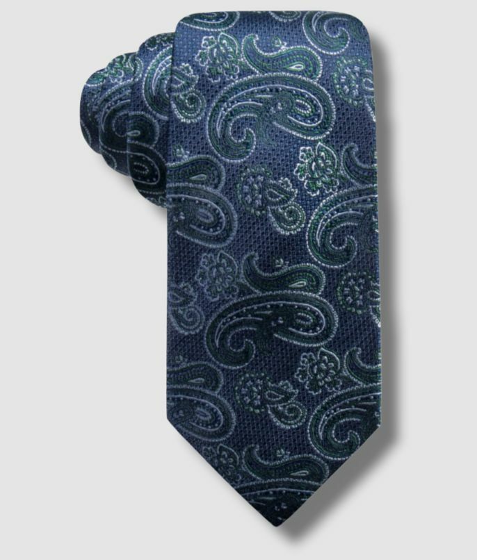 $59 Tasso Elba Men's Blue Rovena Paisley Self Tied Classic Silk Neck-Tie 56x3.25